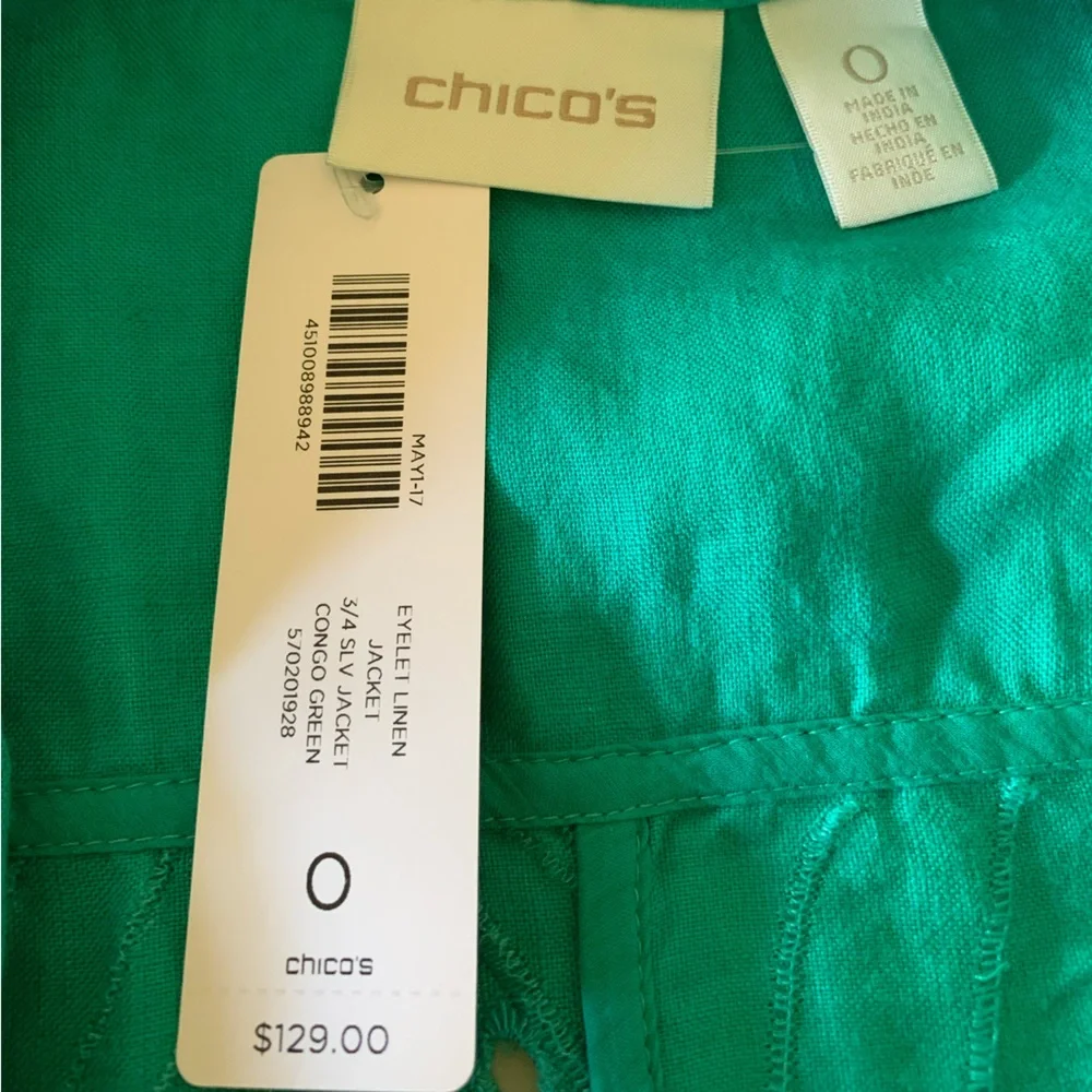 Chicos Eyelet Linen Jacket - Picture 7 of 15